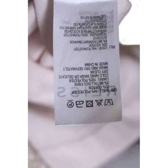 Reiss Womens Textured Glitter Geometric Zipped Charm Sleeved Dress Beige Size 2 - Picture 7 of 7